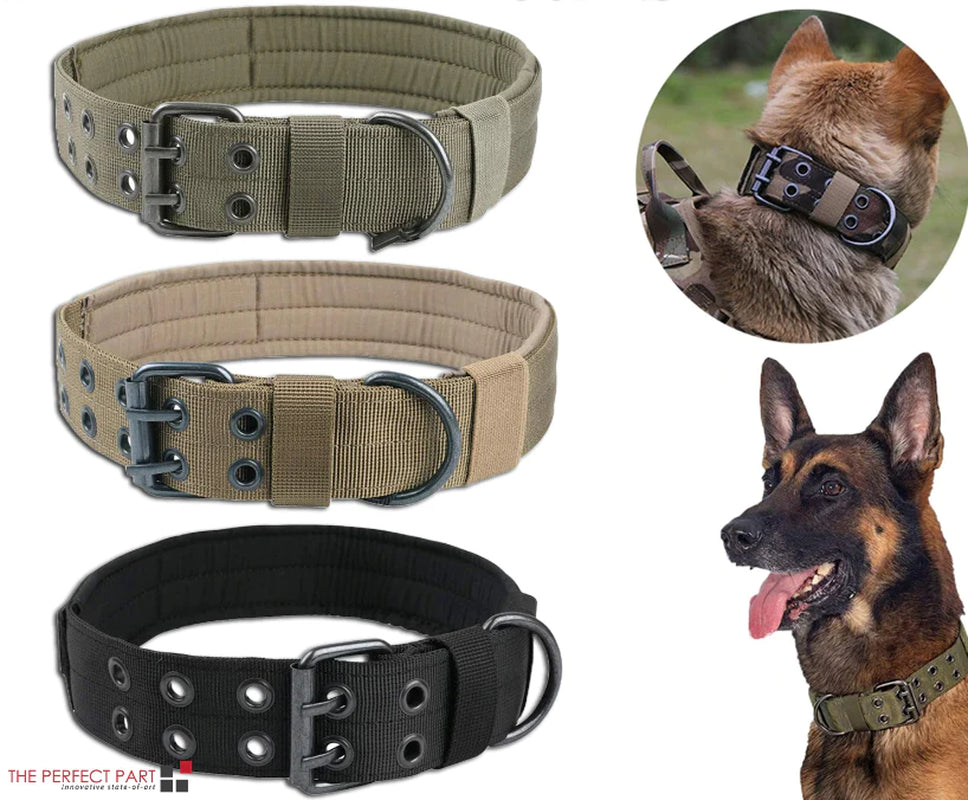 2" Wide Tactical Heavy Duty Nylon Large Dog Collar K9 Military with Metal Buckle