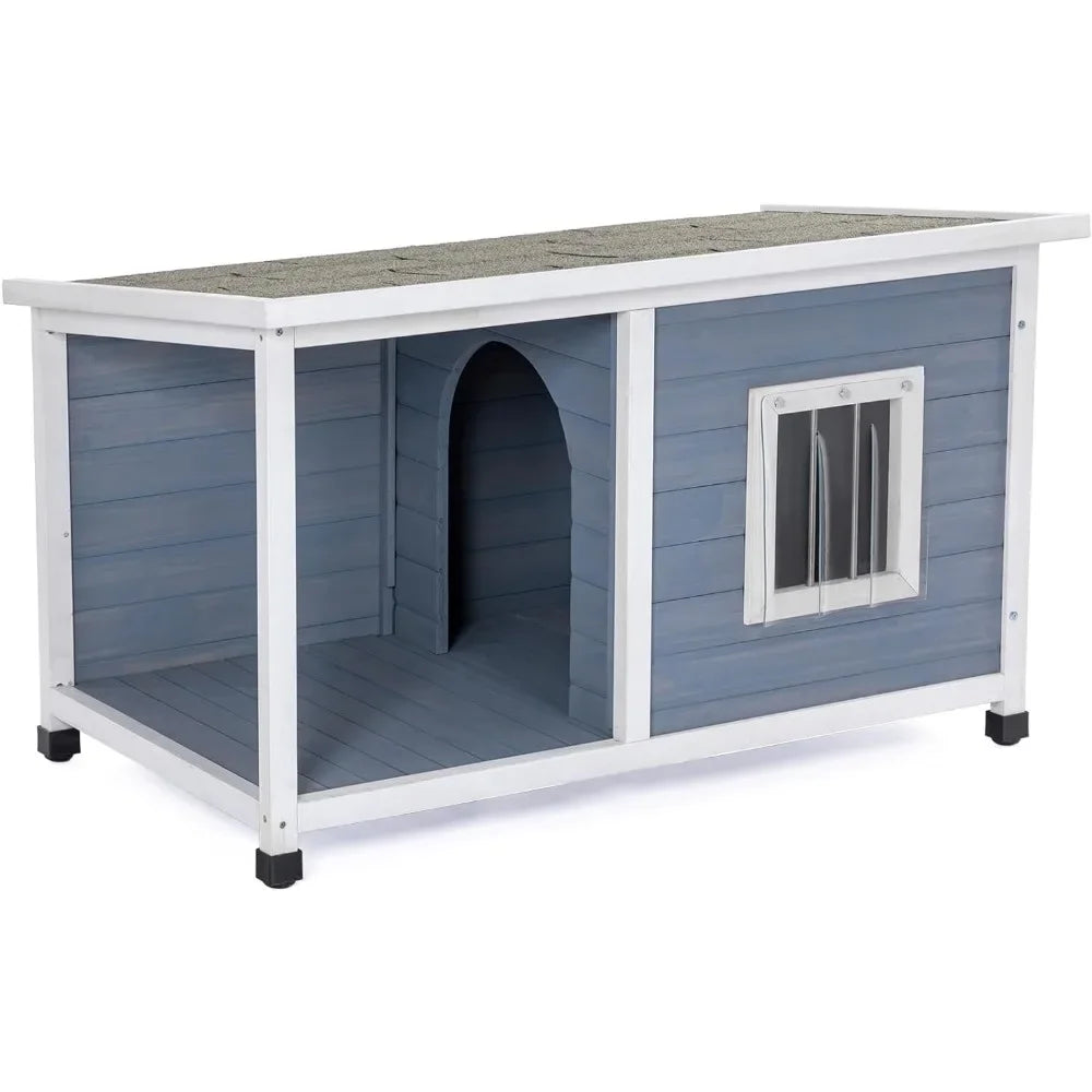 45.5” Dog House with Porch and Window Outdoor Dog House Weatherproof for Medium Small Dogs Durable and Comfortable Free Delivery